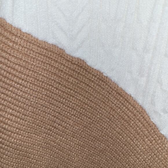 NWT Express Color Block Chunky Cable Knit Sweater XS Asymmetrical Hem Cream Tan - Picture 7 of 12